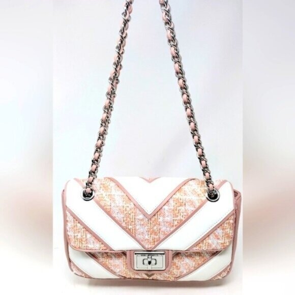 Karl Lagerfeld Paris Agyness Chevron Tweed Shoulder Crossbody - Picture 3 of 13